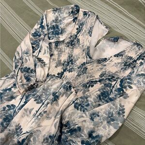Floral Green and White Dress